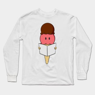 Cute Ice Cream Reading a Newspaper Long Sleeve T-Shirt